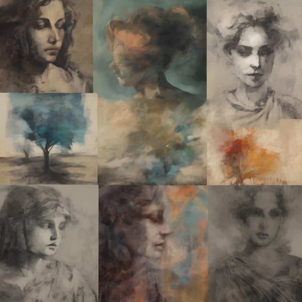 Ζωγραφικά πορτρέτα και τοπία με αφηρημένο στυλ, εξερεύνηση της δημιουργικότητας πέρα από το προφανές.